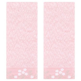 Floral Embroidered Hand Towels, Pure Cotton Soft Absorbent Towel Set 14" x 28" 2 Pack