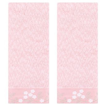 Floral Embroidered Hand Towels, Pure Cotton Soft Absorbent Towel Set 14" x 28" 2 Pack