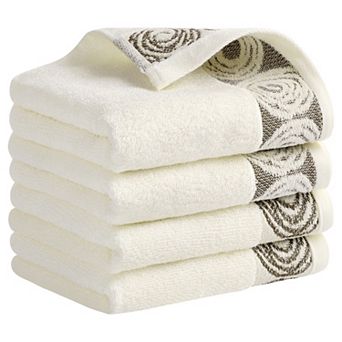 Striped Hand Towels, Cotton Soft Absorbent Bathroom Towel Multipurpose Use 4 Pack