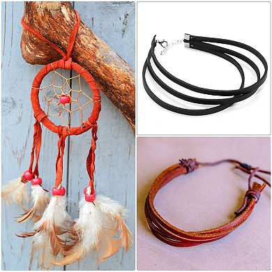 Flat Leather Cord, 5.5 Yard 5mm Leather String Strips Lacing for DIY Crafts Making Bracelet