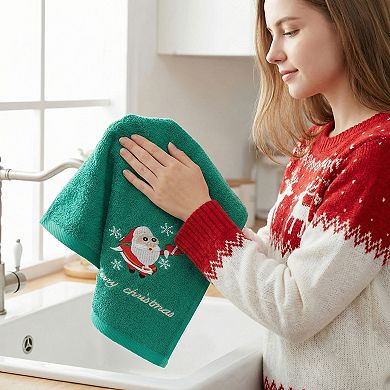 Christmas Cotton Hand Towels, Cute Letter Print Bathroom Decorative Hand Towel 4 Pack