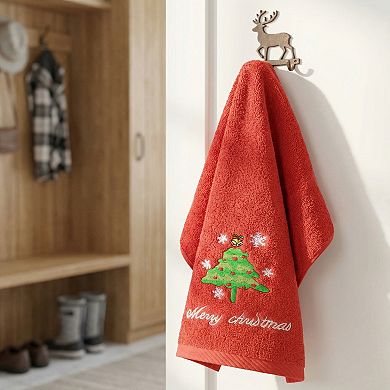 Christmas Cotton Hand Towels, Cute Letter Print Bathroom Decorative Hand Towel 4 Pack