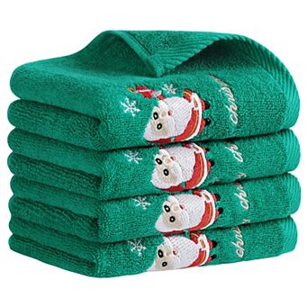 Christmas Cotton Hand Towels, Cute Letter Print Bathroom Decorative Hand Towel 4 Pack