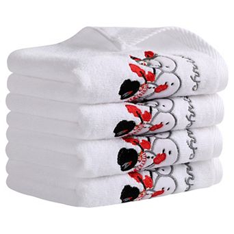 Christmas Cotton Hand Towels, Cute Letter Print Bathroom Decorative Hand Towel 4 Pack