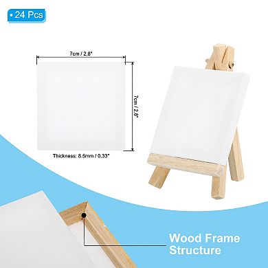 2.8"x2.8" Canvas Boards for Painting, 24Pack Cotton Wood Frame Square Canvas Panel