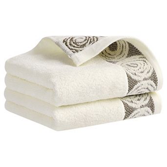 Striped Hand Towels, Cotton Soft Absorbent Bathroom Towel Multipurpose Use 2 Pack