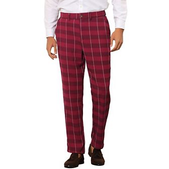 Plaid Dress Pants for Men's Slim Fit Lightweight Tapered Checked Trouser