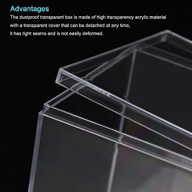 Acrylic Plastic Storage Box Display Case with Lid 2.4"x2.4"x2.4" 4pcs