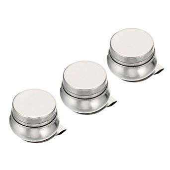 2" x 1.8" Palette Cups, 3 Pack Paint Pot Container Cup with Lid and Clip Stainless Steel Silver