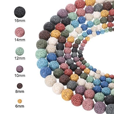Mix Colors Volcanic Rock Beads 16mm Essential Oil Diffuser Stone,1 Strand 26pcs