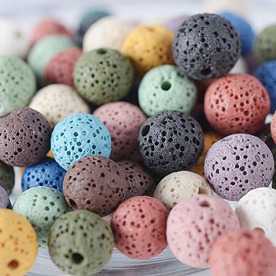 Mix Colors Volcanic Rock Beads 16mm Essential Oil Diffuser Stone,1 Strand 26pcs