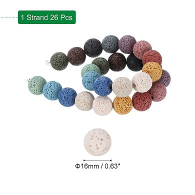 Mix Colors Volcanic Rock Beads 16mm Essential Oil Diffuser Stone,1 Strand 26pcs