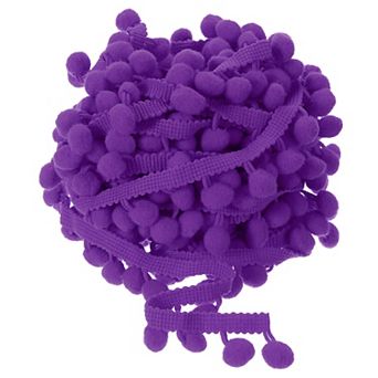 10 Yards Pom Pom Ball Fringe Trim, Ribbon Sewing Accessory DIY Crafts (12mm, Purple)