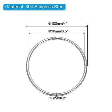 4" Metal O Rings, 2 Pcs O-Ring Heavy Smooth Round Rings for Macrame, DIY Craft, Keychain, Dog Leash