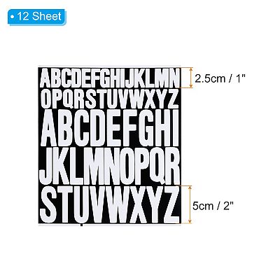 Letter Stickers 1 Inch 2 Inch, 12 Sheets Self Adhesive Alphabet Sticker Vinyl Letter Decals