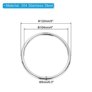 5" Metal O Rings, 2 Pcs O-Ring Heavy Smooth Round Rings for Macrame, DIY Craft, Keychain, Dog Leash