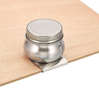 2" x 2" Palette Cups, 2 Pack Paint Pot Container Cup with Lid and Clip Stainless Steel Silver