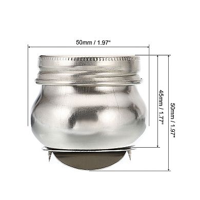 2" x 2" Palette Cups, 2 Pack Paint Pot Container Cup with Lid and Clip Stainless Steel Silver