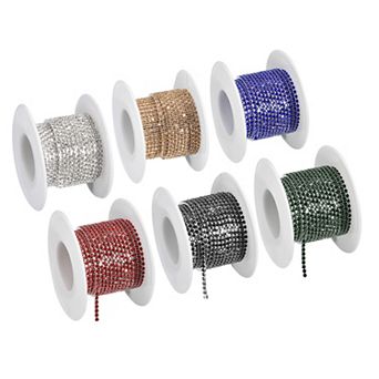 6 Roll 33 Yards 2MM Crystal Rhinestone Close Chain Trim, Sew on Crystal Rhinestone Chain Trim