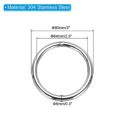 3" Metal O Rings, 2 Pcs O-Ring Heavy Smooth Round Rings for Macrame, DIY Craft, Keychain, Dog Leash