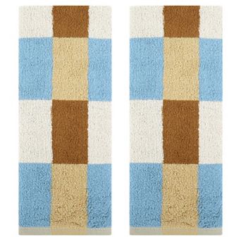 Checkered Cotton Hand Towels for Bathroom, Soft Absorbent Bathroom Hand Towel 2 Pack