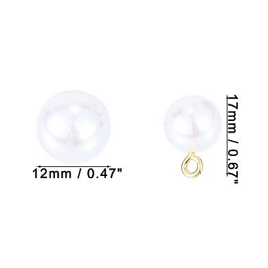 30pcs Faux Pearl Round Buttons, W/ Shank Buttons, for Clothes Shirts Sweaters Decorations, White