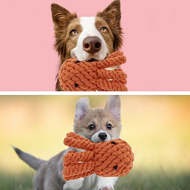 Puppy Teethings Chewer, Octopuses Shape Dog Chew Rope, Braided Cotton Teeth Cleaning Rope Orange