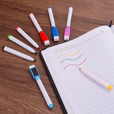 Dry Erase Marker Pens, 24Pcs Magnetic 8 Colors Ink Fine Point Low Odor Whiteboard with Eraser Cap