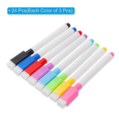 Dry Erase Marker Pens, 24Pcs Magnetic 8 Colors Ink Fine Point Low Odor Whiteboard with Eraser Cap