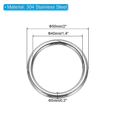 2" Metal O Rings, 2 Pcs O-Ring Heavy Smooth Round Rings for Macrame, DIY Craft, Keychain, Dog Leash