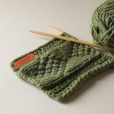 50 Pcs Handmade Leather Labels, PU Leather Handmade Tags Button with Hole Embossed Tag