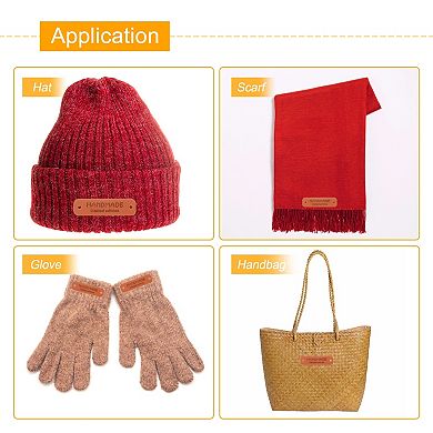 50 Pcs Handmade Leather Labels, PU Leather Handmade Tags Button with Hole Embossed Tag