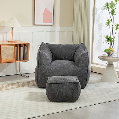 Mondawe Beanbag Chair Lazy Sofa with Footstool Comfort Lounger High Back Bean Bag Couch