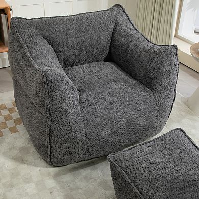 Mondawe Beanbag Chair Lazy Sofa with Footstool Comfort Lounger High Back Bean Bag Couch