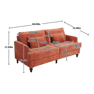 Mondawe Mid Century Chenille Fabric Loveseat Sofa, 2-Seat Upholstered Modern Couch