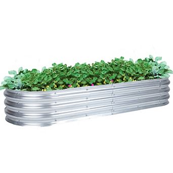 Aoodor Galvanized Raised Garden Bed Kit for Vegetables, Flowers, Herbs - Silver
