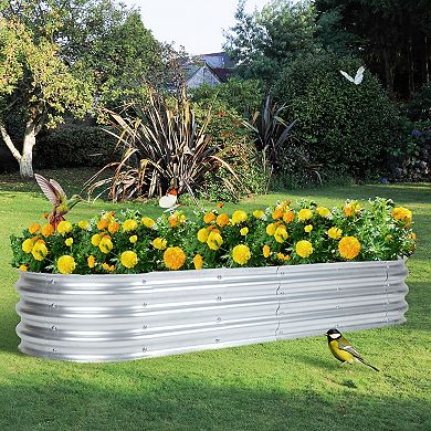 Aoodor Galvanized Raised Garden Bed Kit for Vegetables, Flowers, Herbs - Silver