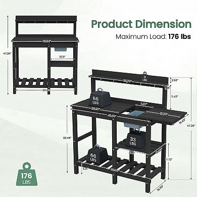 HDPE Patio Outdoor Potting Table, Versatile Gardening Planting Workbench