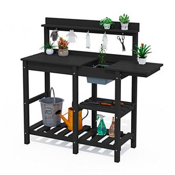 HDPE Patio Outdoor Potting Table, Versatile Gardening Planting Workbench