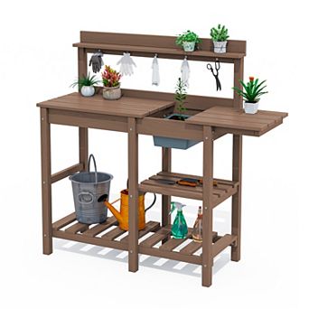 HDPE Patio Outdoor Potting Table, Versatile Gardening Planting Workbench