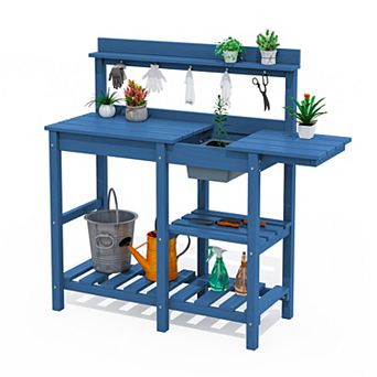 HDPE Patio Outdoor Potting Table, Versatile Gardening Planting Workbench