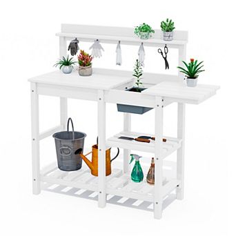 HDPE Patio Outdoor Potting Table, Versatile Gardening Planting Workbench
