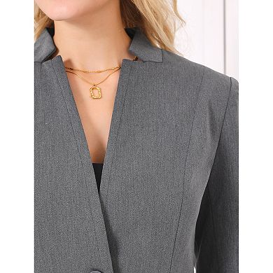 Women's Professional Blazer Collarless Formal Work Business Suit Jacket