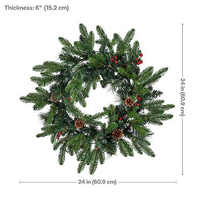 Sunnydaze 24" Diameter Prelit Christmas Wreath - Traditional