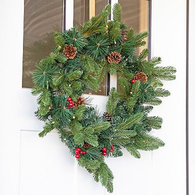 Sunnydaze 24" Diameter Prelit Christmas Wreath - Traditional