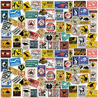 Assorted Jurassic World Caution Vinyl Stickers 100 pk