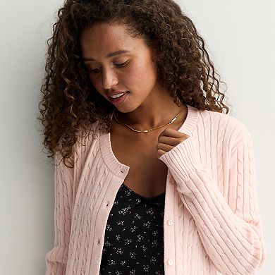 Juniors' Pink Republic Button-Front Sweater