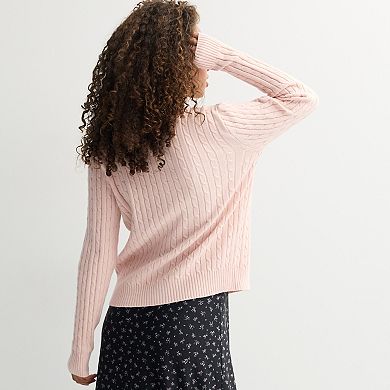 Juniors' Pink Republic Button-Front Sweater
