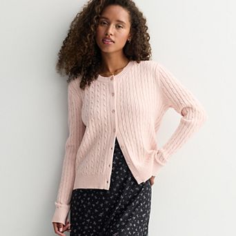 Juniors' Pink Republic Button-Front Sweater