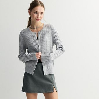 Juniors' Pink Republic Button-Front Sweater